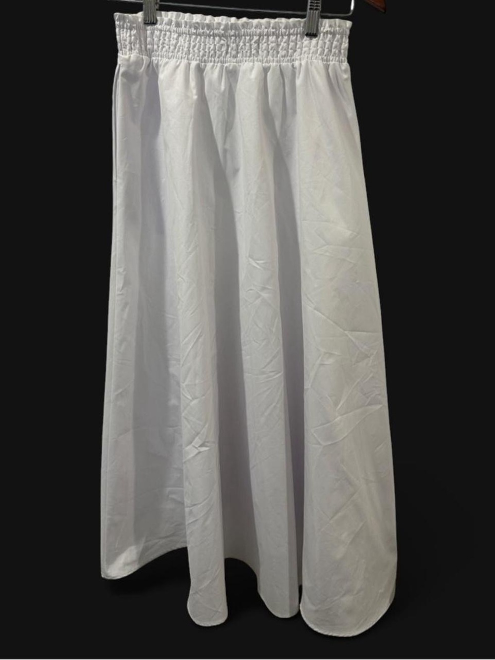 Zara White Elastic-Smocked Midi/Maxi Skirt